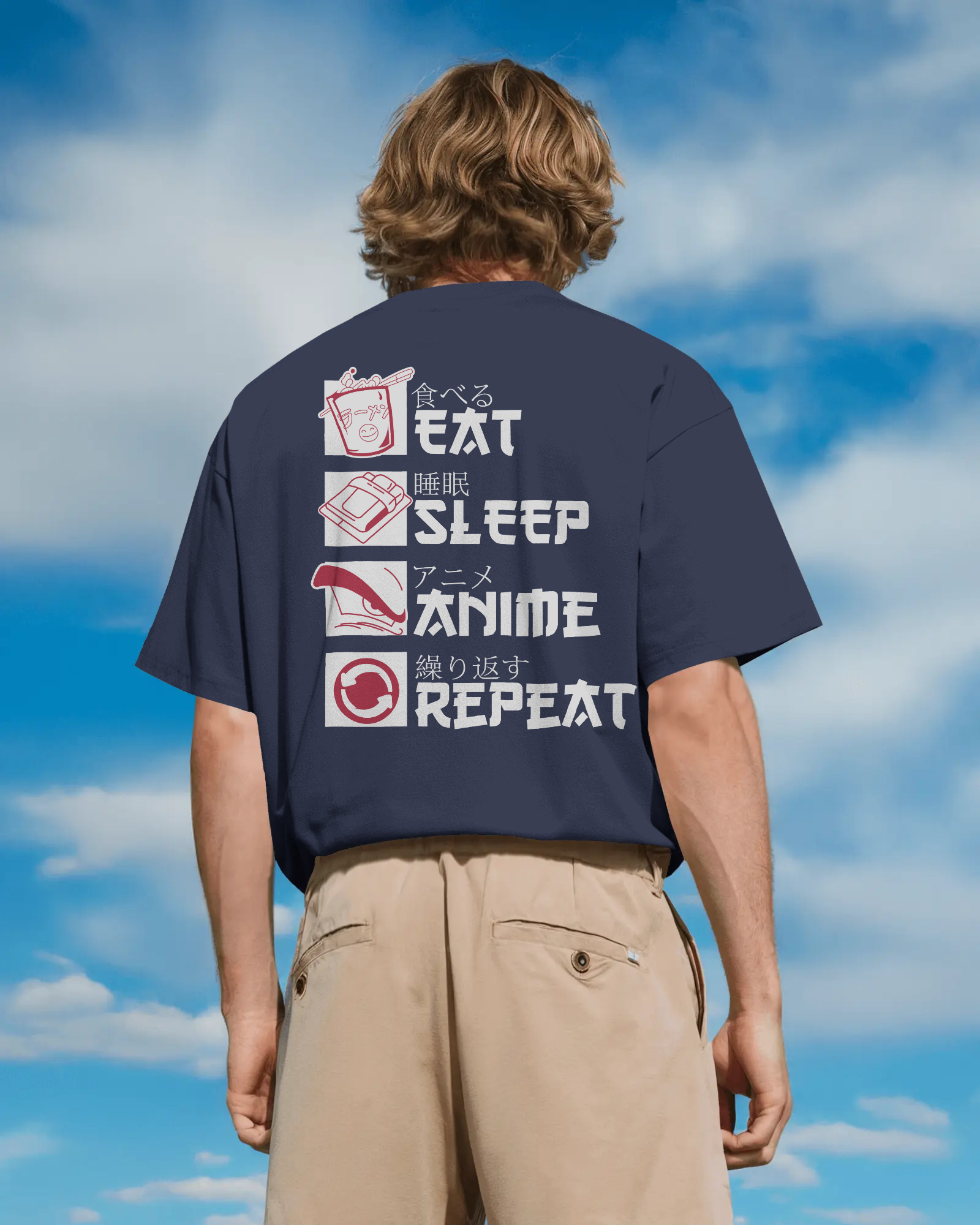 Anime Life Eat Sleep Watch Repeat Premium Oversized T-Shirt