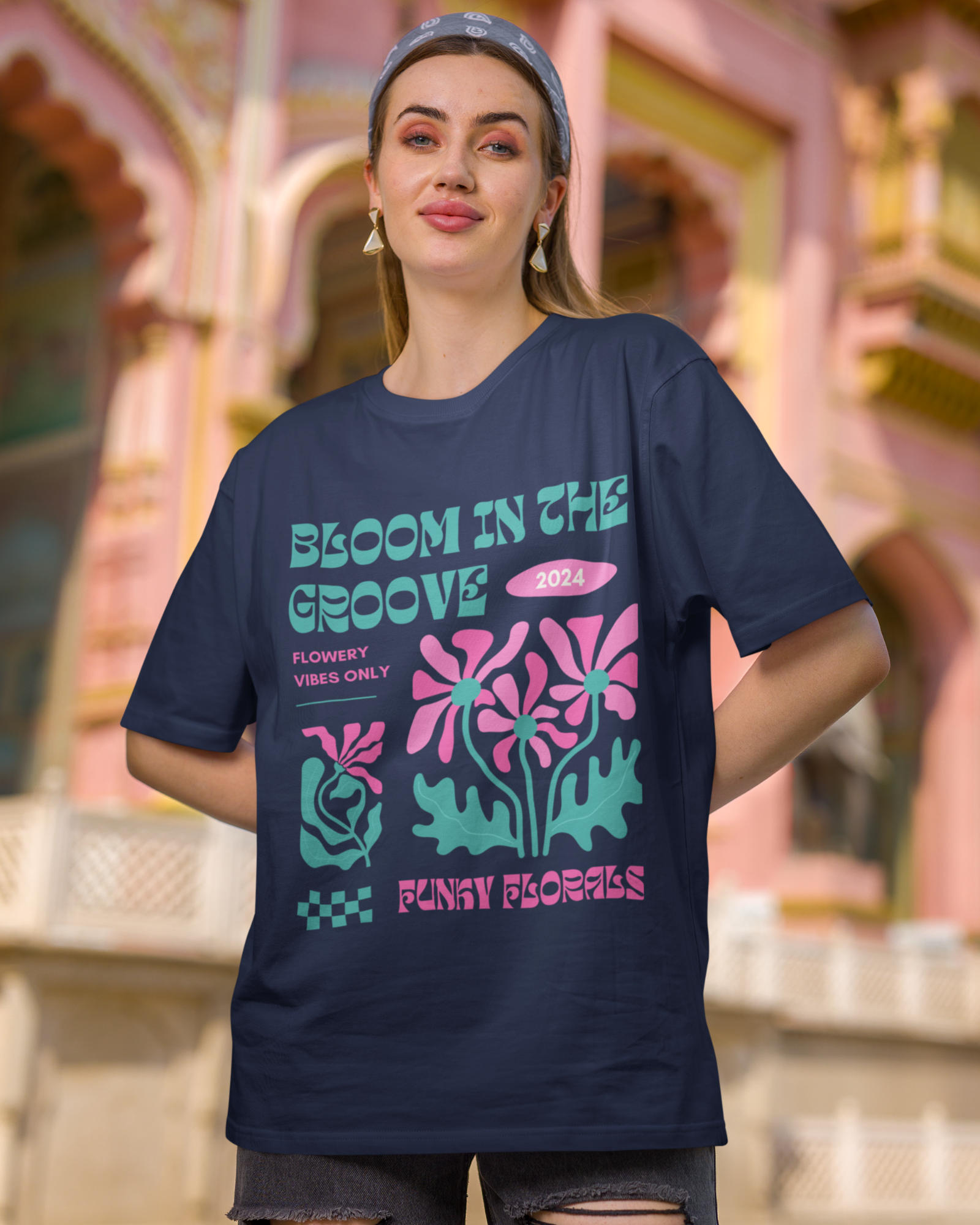 Groovy Bloom Funky Florals 2024 T-shirt for Trendy Comfort – Premium Oversized Style - Dorcus Wear