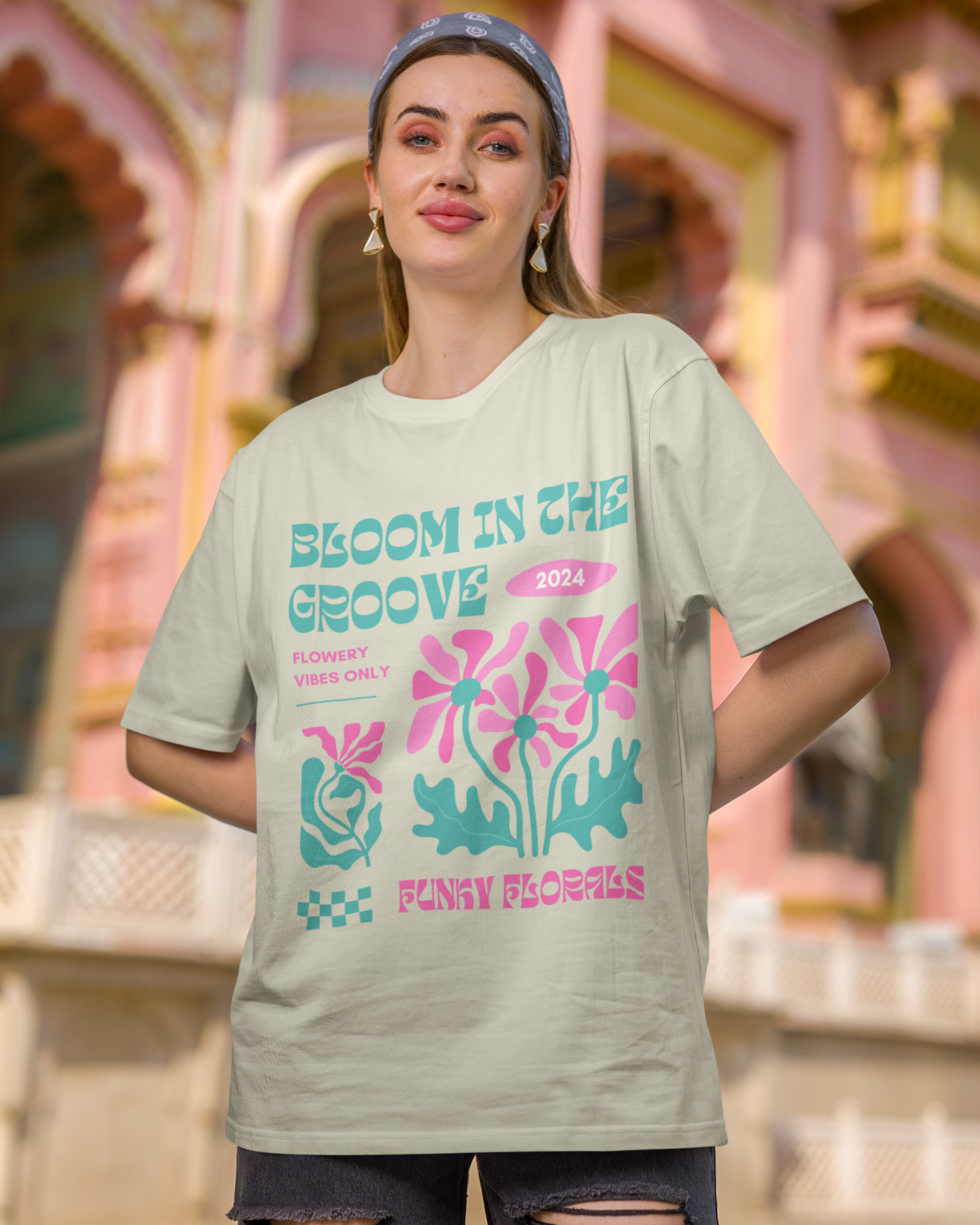Groovy Bloom Funky Florals 2024 T-shirt for Trendy Comfort – Premium Oversized Style - Dorcus Wear
