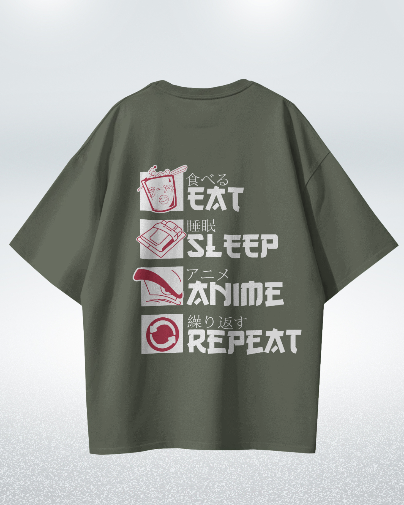 Anime Life Eat Sleep Watch Repeat Premium Oversized T-Shirt