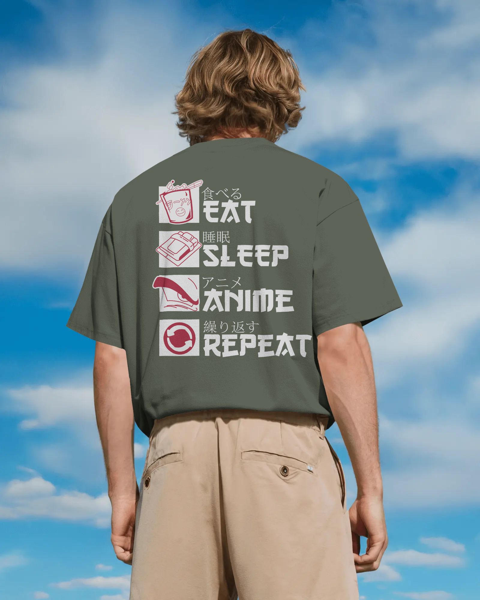 Anime Life Eat Sleep Watch Repeat Premium Oversized T-Shirt