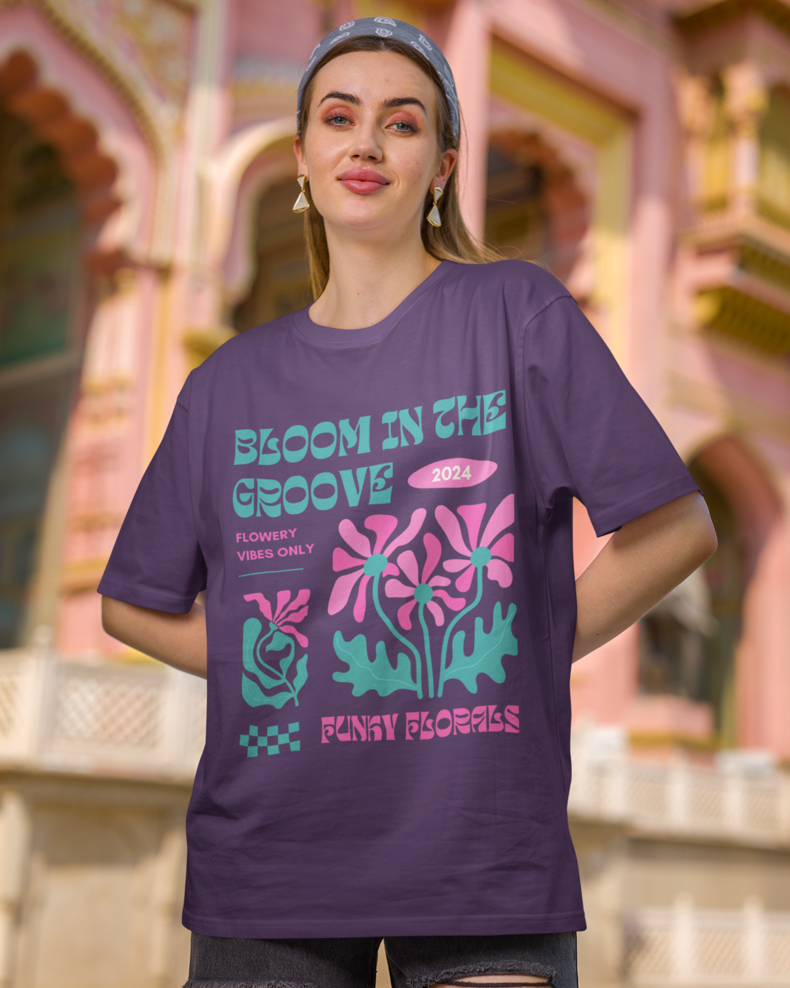Groovy Bloom Funky Florals 2024 T-shirt for Trendy Comfort – Premium Oversized Style - Dorcus Wear