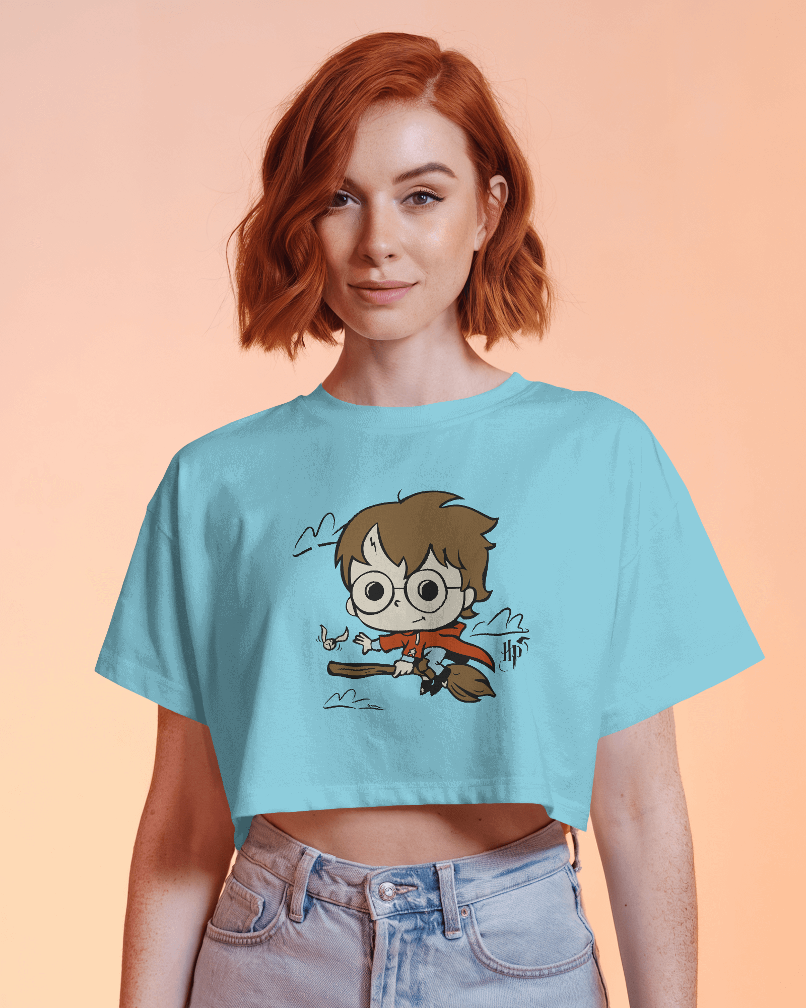 Harry Potter Flying on Broomstick | Harry Potter | Crop Top - Dorcus Wear