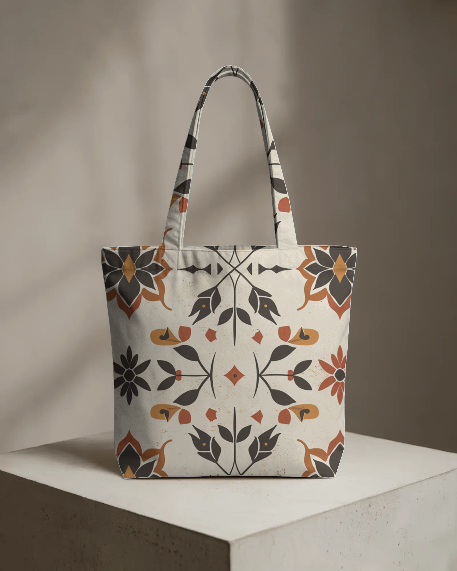 Vintage Floral Mandala Tote Bag - AOP Zipper Tote for Stylish Storage - Dorcus Wear