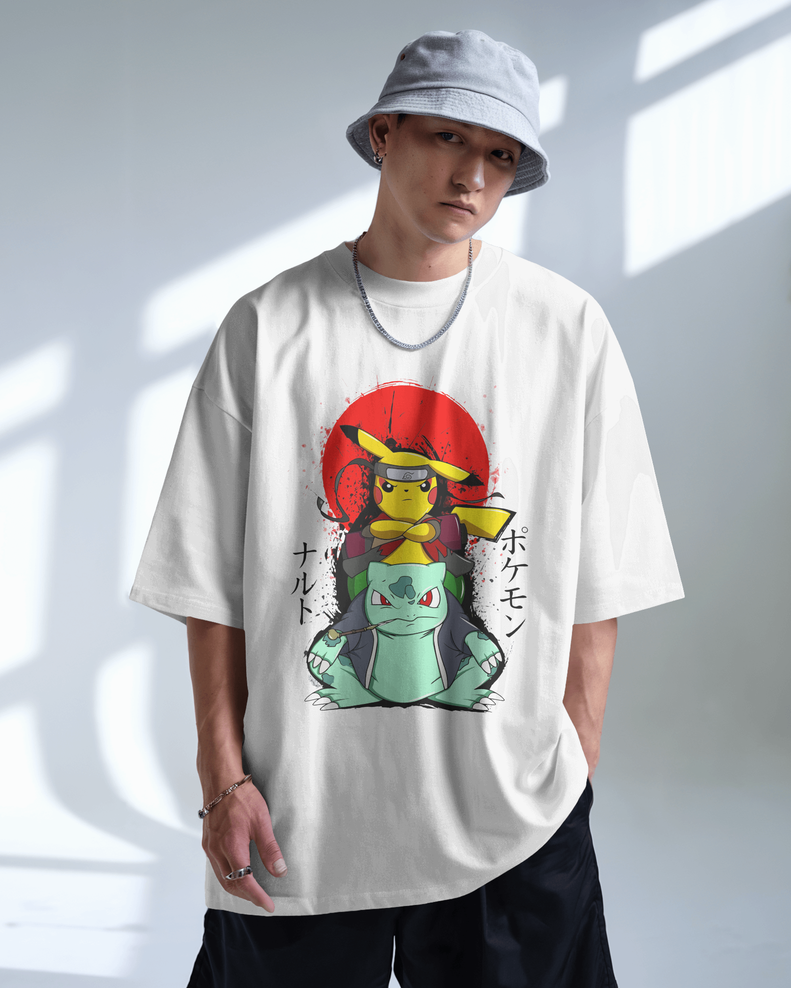 Pikachu Ruto Oversized T-shirt | Premium Pokémon Tee Featuring Pikachu & Bulbasaur